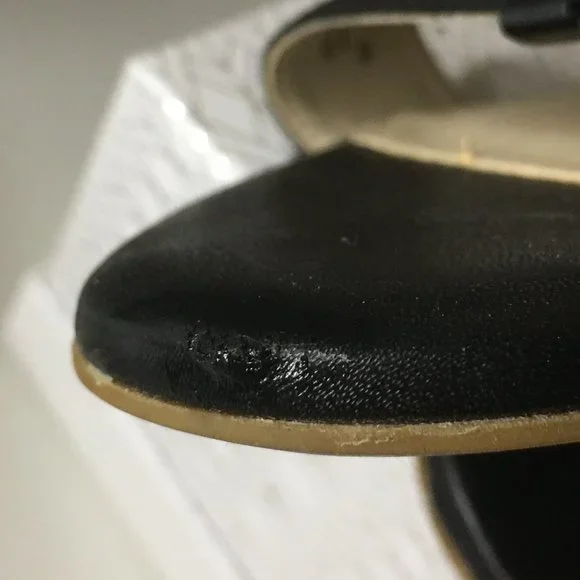 COLE HAAN "Findra" Black Leather Woven Slide Wedge Sandal | Size 9B - Picture 15 of 15